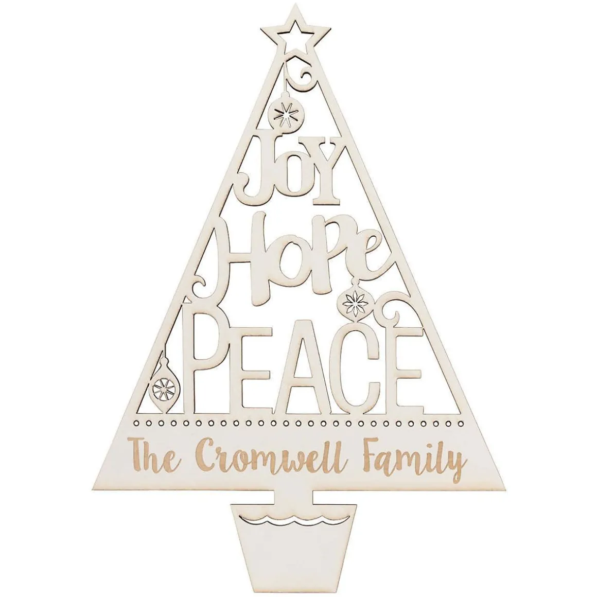 Personalized Joy Hope Peace White Wood Plaque