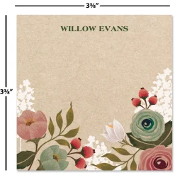 Personalized Kraft Floral Note Sheets in a Cube