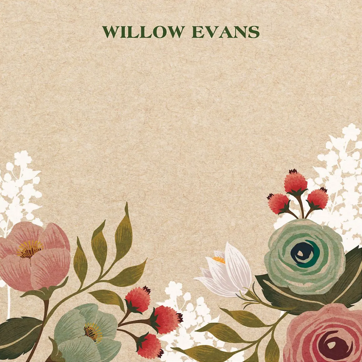 Personalized Kraft Floral Note Sheets in a Cube