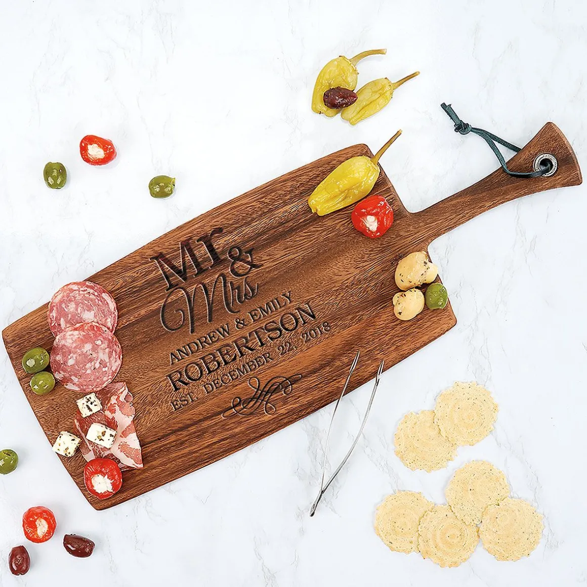 Personalized Mr. & Mrs. Paddle Cutting Board