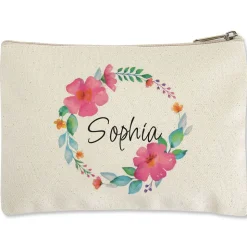 Personalized Name in Wreath Zippered Pouch
