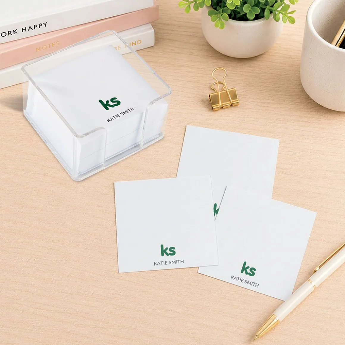 Personalized Sweet Monogram Note Sheets in a Cube