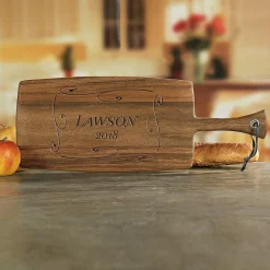 Personalized Swirl Wood Paddle Cutting Board