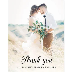 Personalized Vertical Script Thank You Photo Note Cards