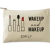 Personalized Wake Up and Make Up Zippered Canvas Pouch