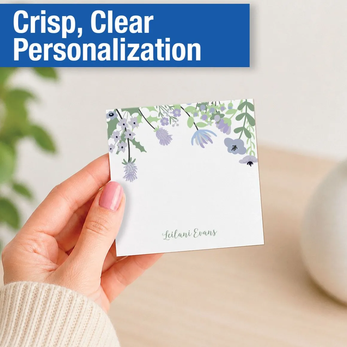 Personalized Wildflowers Note Sheets in a Cube