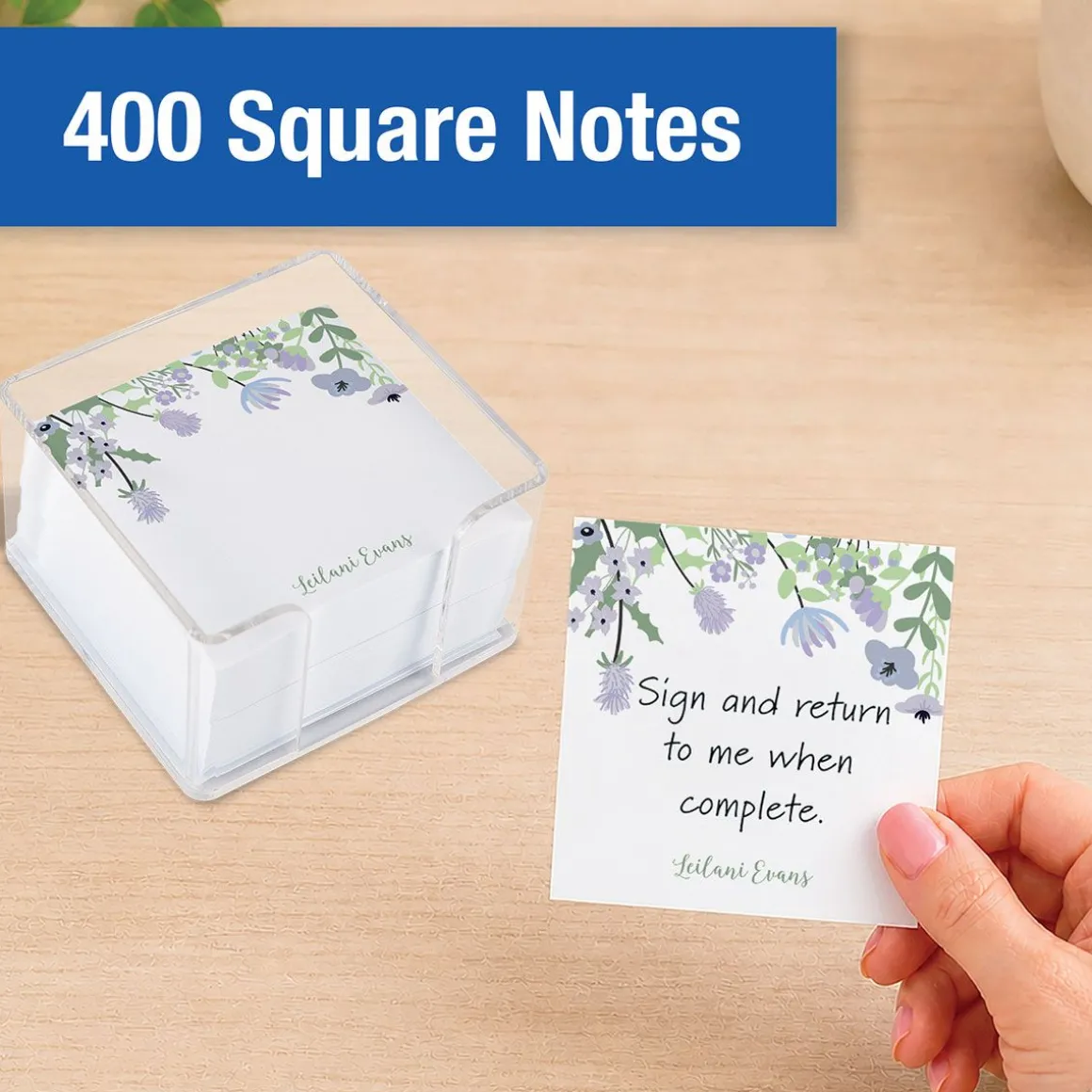 Personalized Wildflowers Note Sheets in a Cube