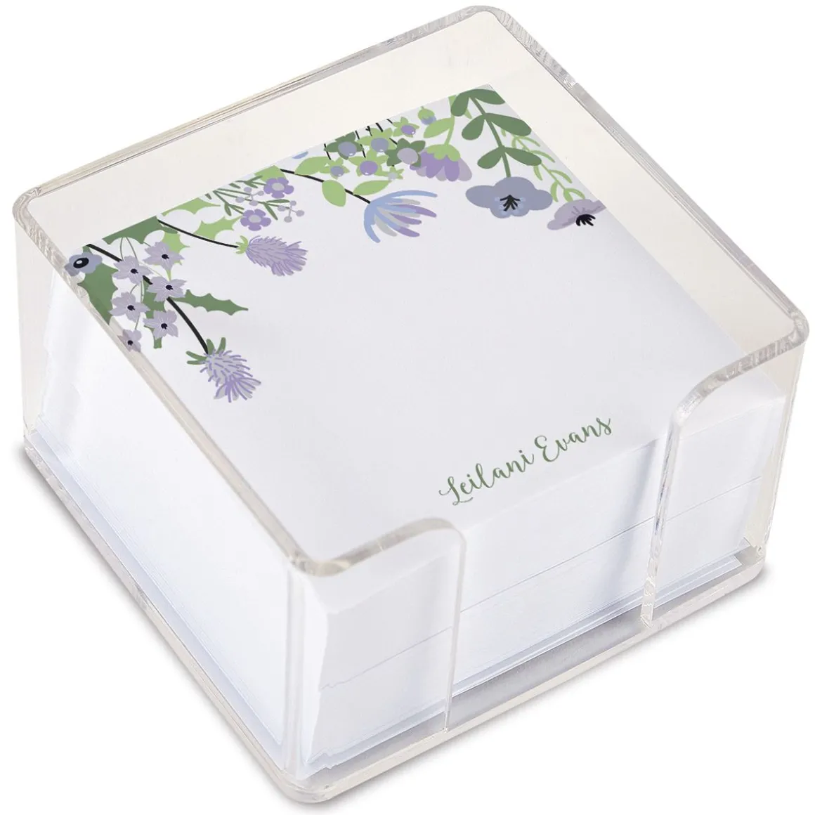 Personalized Wildflowers Note Sheets in a Cube