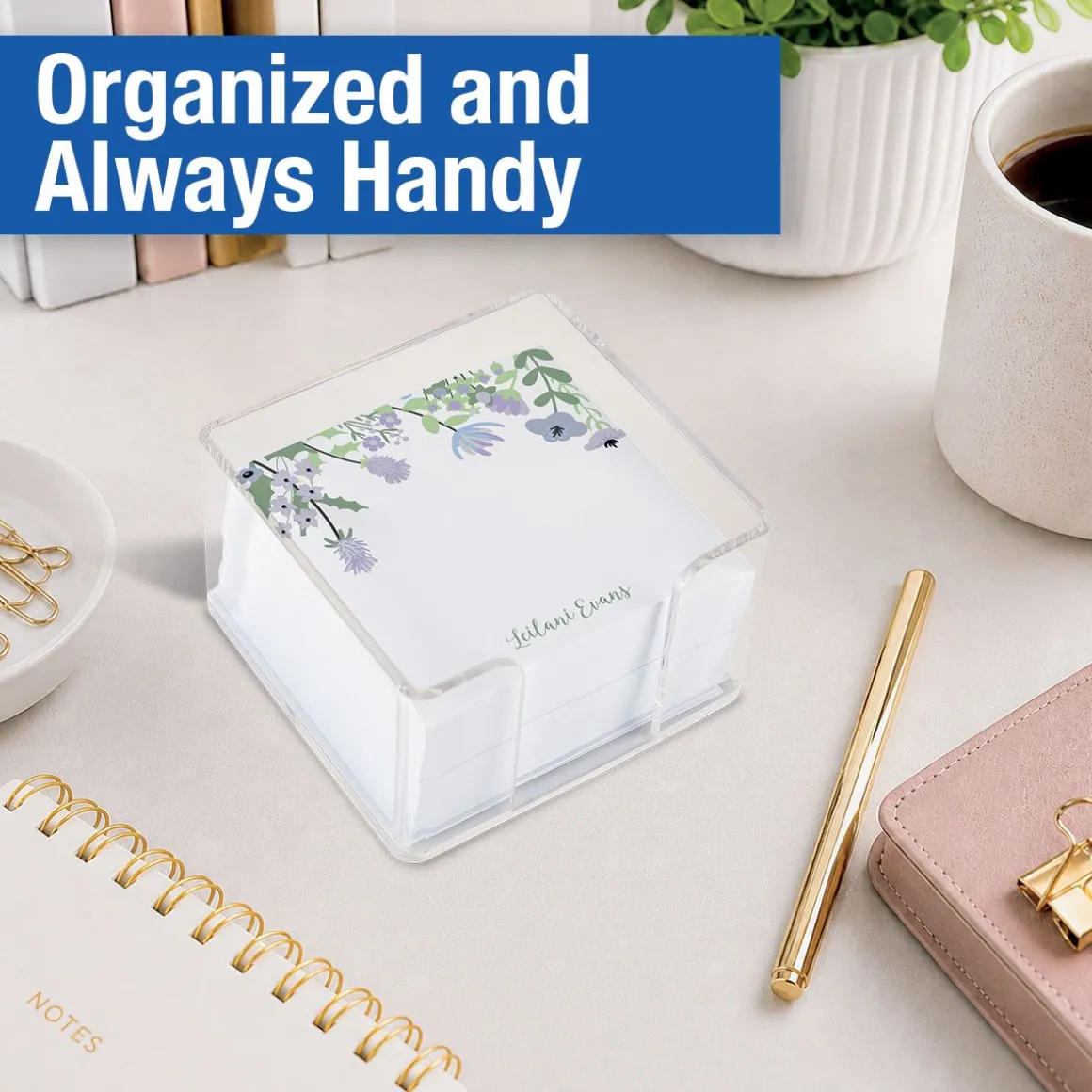 Personalized Wildflowers Note Sheets in a Cube