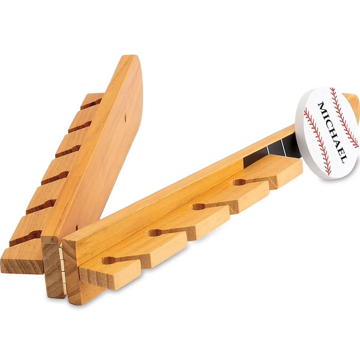 Personalized Wood Bat-shaped Cap Rack