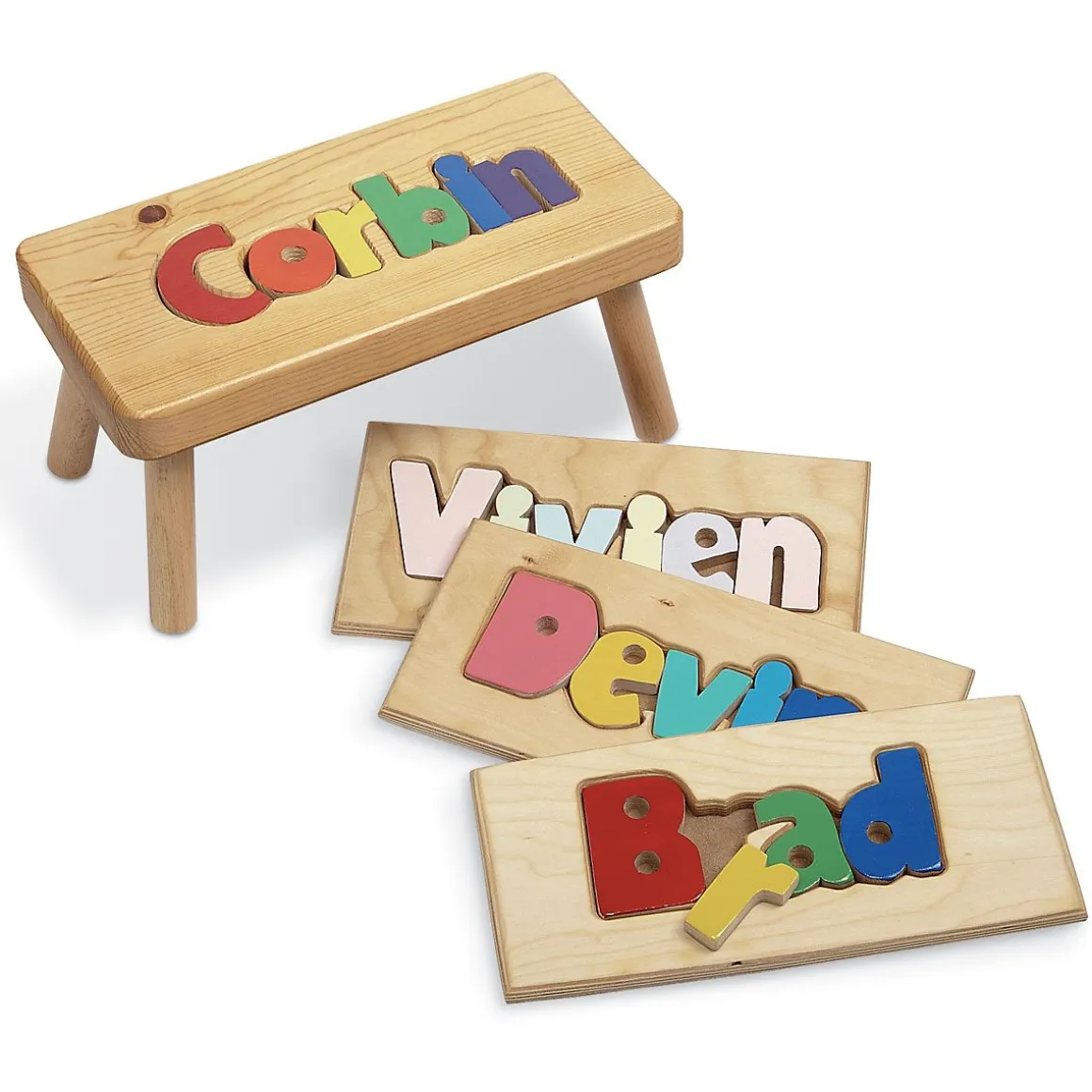 Personalized Wooden Puzzle Step Stool