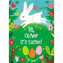 Personalized Woodland Bunny Easter Card