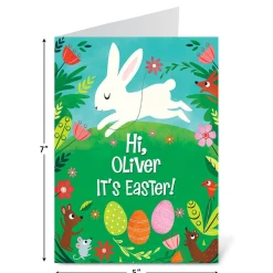 Personalized Woodland Bunny Easter Card