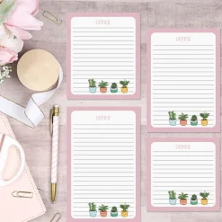 Pink Border Succulents Notepads
