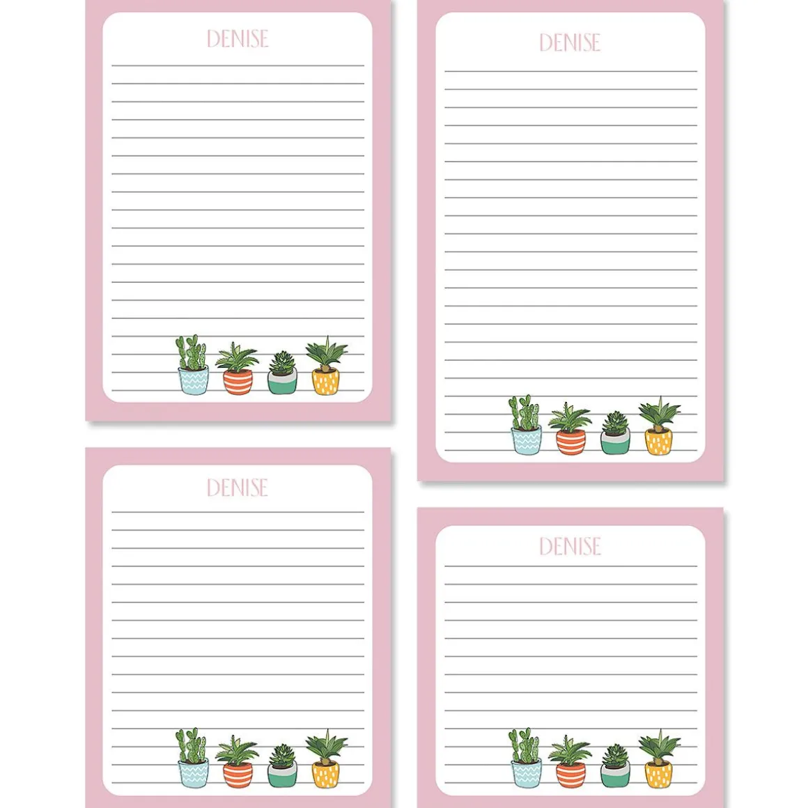 Pink Border Succulents Notepads