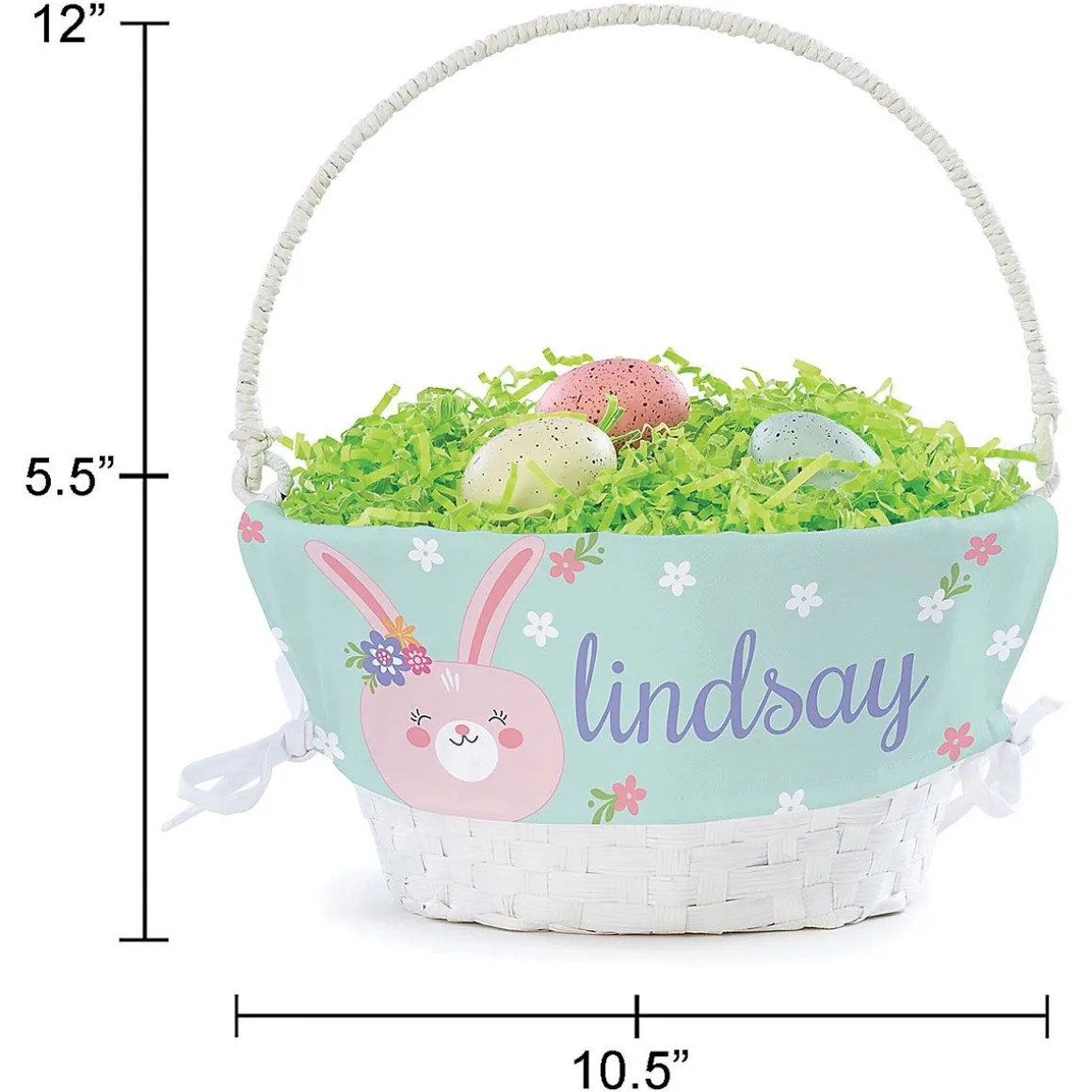 Pink Bunny Easter Basket with Personalized Liner