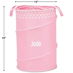 Pink Collapsible Personalized Laundry Tote