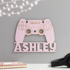 Pink Gaming Controller Personalized Wood Plaque