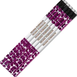 #2 Pink Leopard Personalized Hardwood Pencils