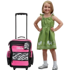 Pink with Zebra Print 18" Personalized Rolling Luggage