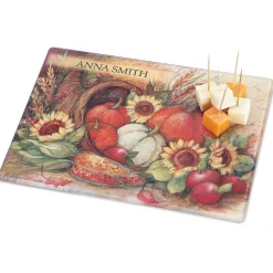 Plentiful Harvest Personalized Glass Cutting Board