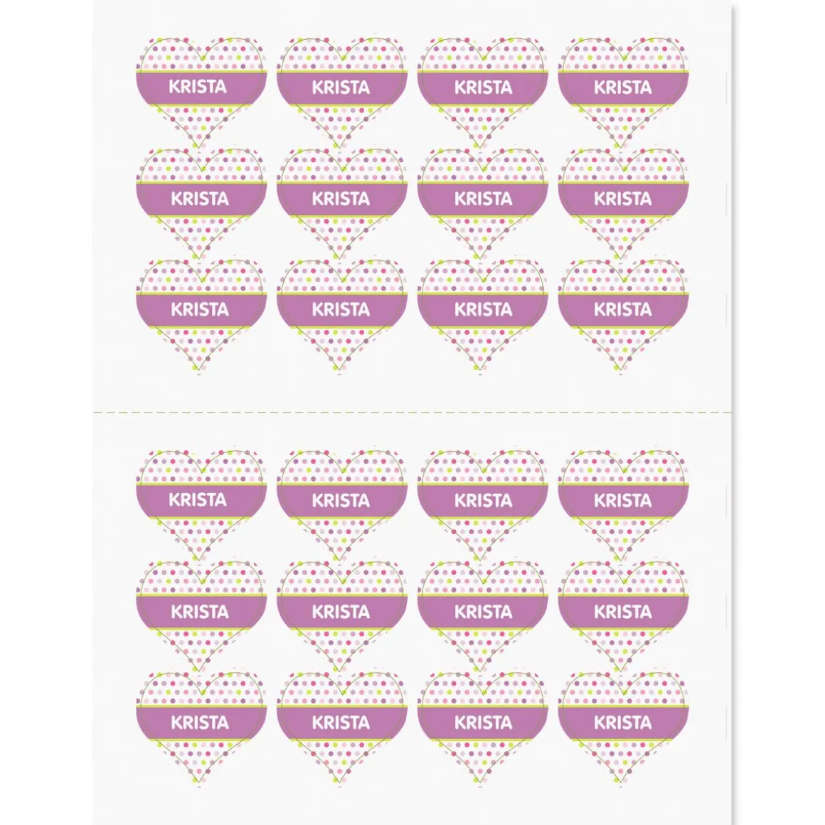 Polka Dot Heart Personalized Stickers