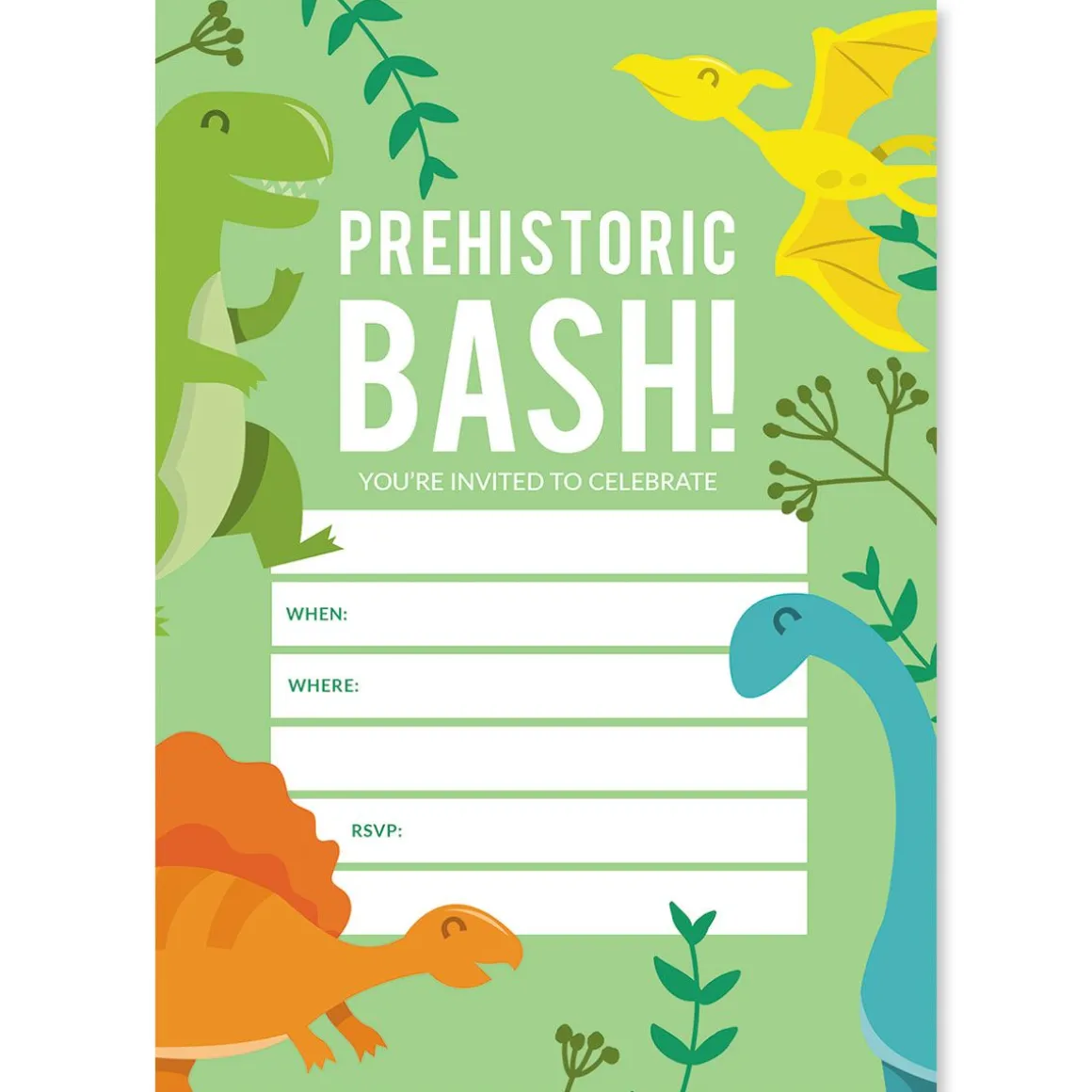Prehistoric Bash Birthday Fill In The Blank Invitations