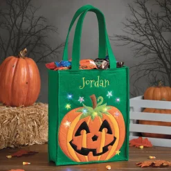 Pumpkin Halloween Light-up Personalized Tote Bag