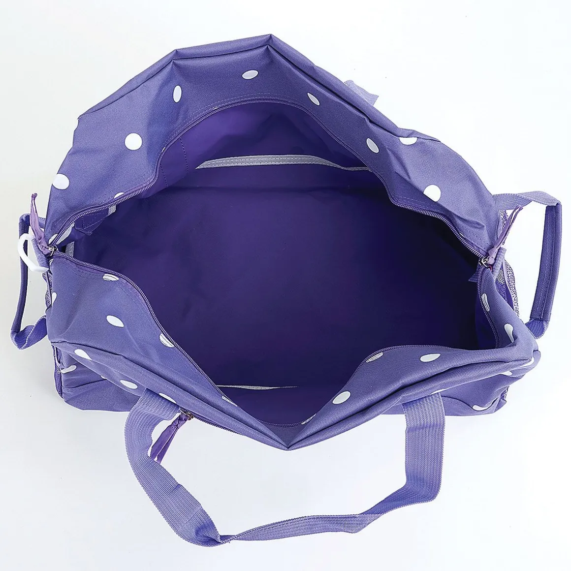 Purple with White Dots Duffel Bag
