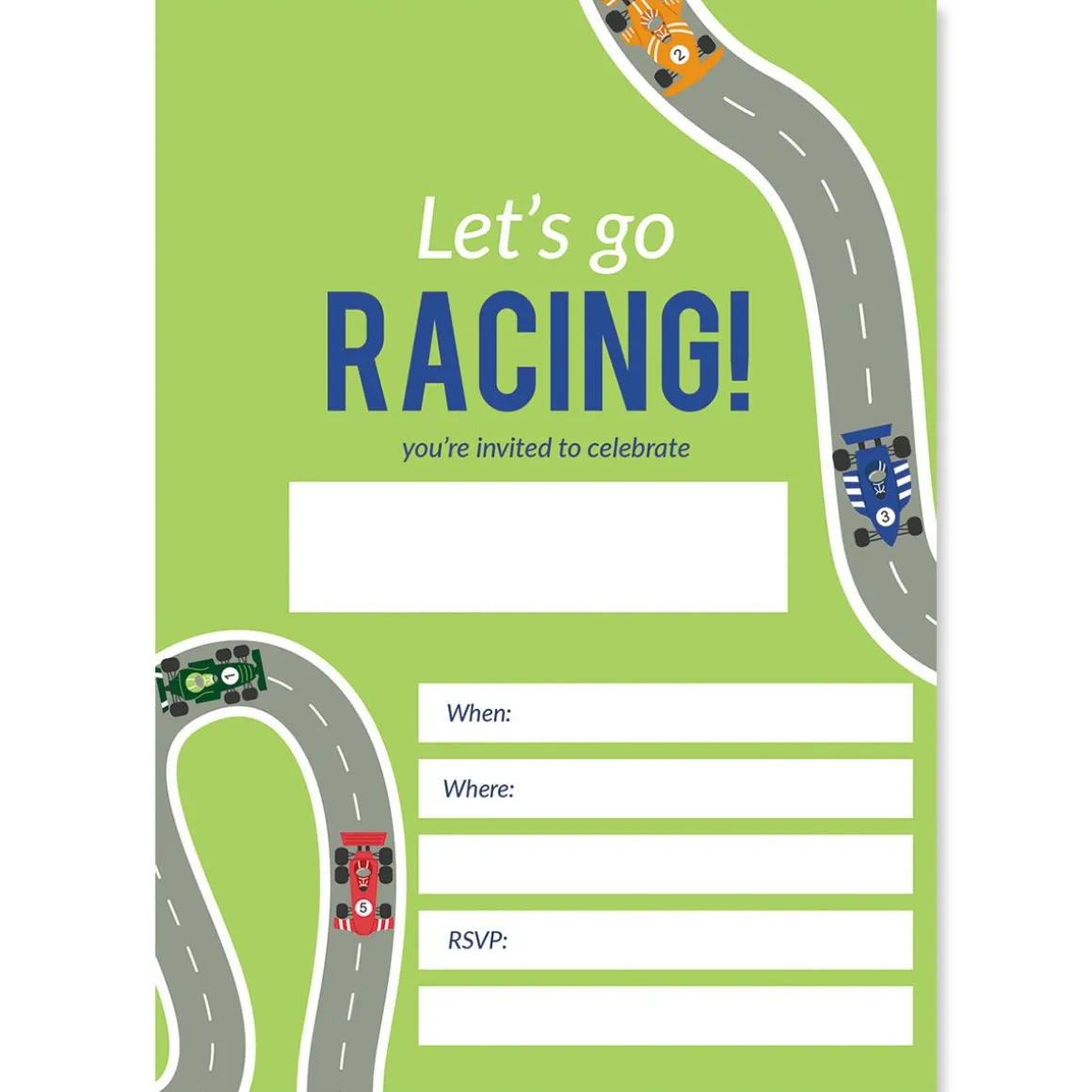 Race Car Birthday Fill In The Blank Invitations