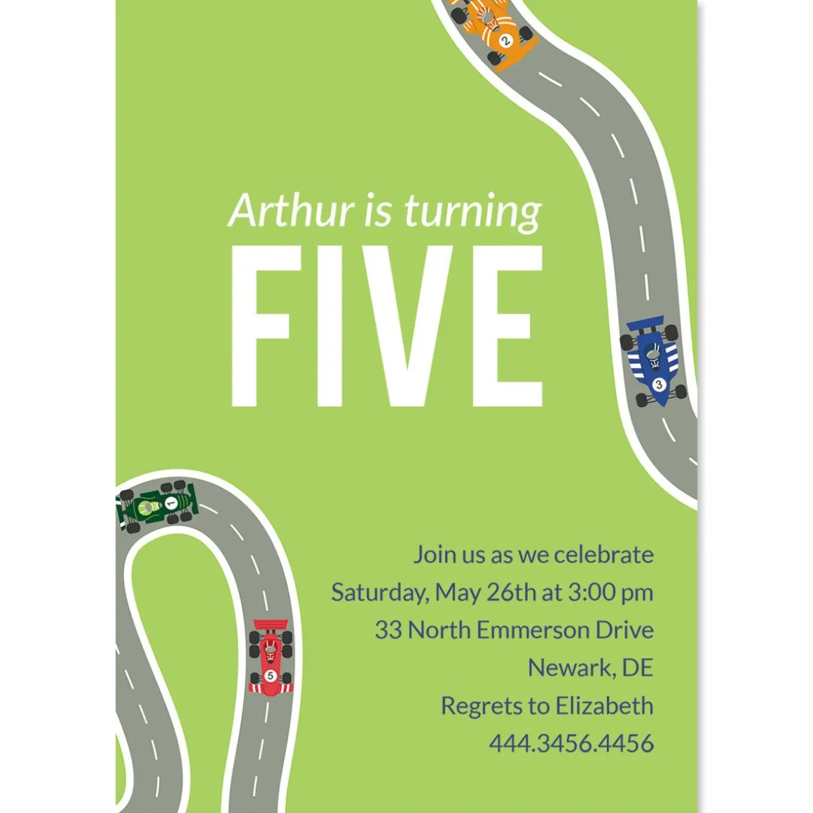 Race Car Birthday Personalized Invitations