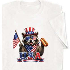 Racoon White Adult T-Shirt