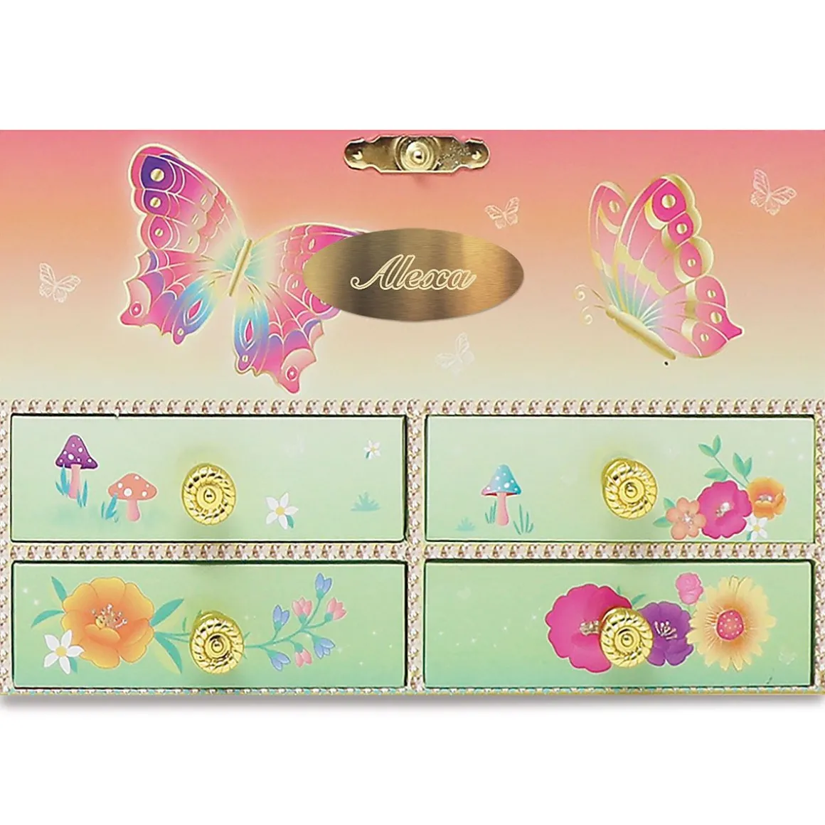 Rainbow Butterfly Personalized Music Box