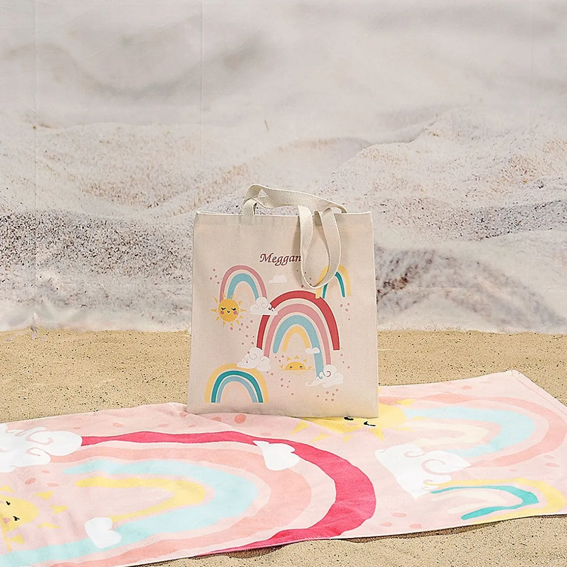 Rainbow Personalized Canvas Tote