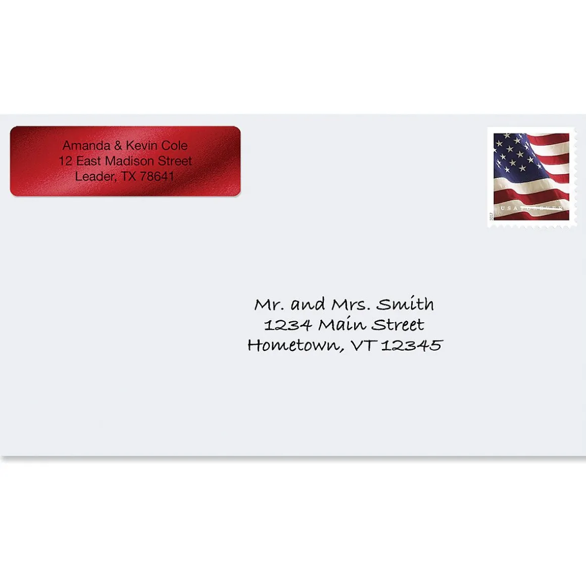 Red Foil Rolled Address Label