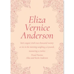 Red Framed Personalized Birth Announcements
