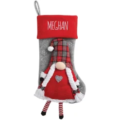 Red Gnome Character Personalized Christmas Stocking