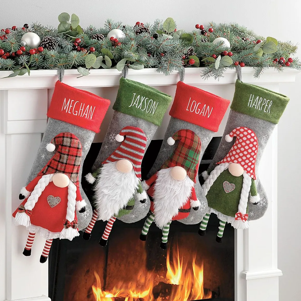 Red Gnome Character Personalized Christmas Stocking