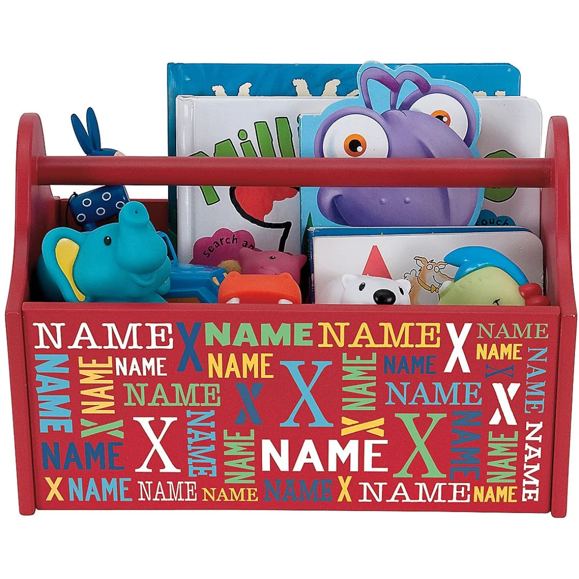 Red Personalized Initial and Name Toy Caddy