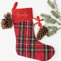 Red Plaid Quilted Personalized Stocking