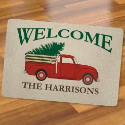 Red Truck Personalized Christmas Doormat