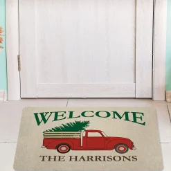 Red Truck Personalized Christmas Doormat