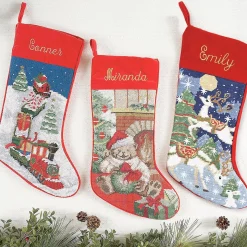 Reindeer Heirloom Needlepoint Personalized Christmas Stocking
