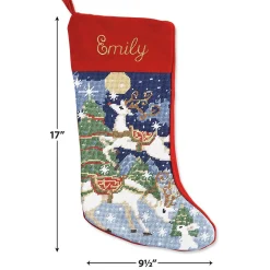 Reindeer Heirloom Needlepoint Personalized Christmas Stocking