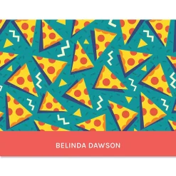 Retro Turquoise Pizza Note Cards