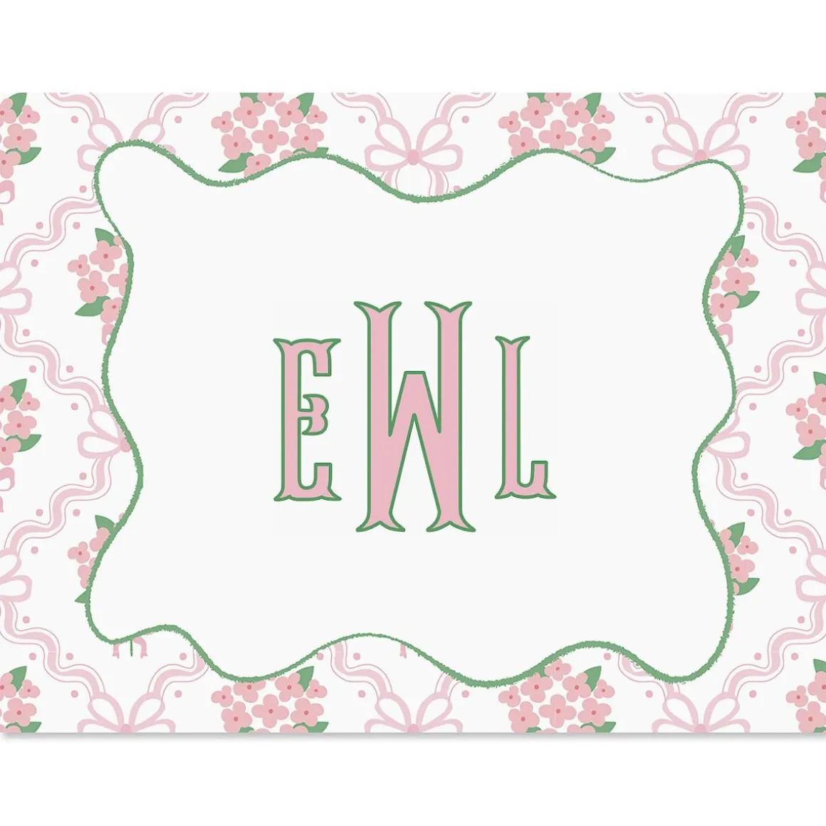 Ribbon Quatrefoil Personalized Note Cards
