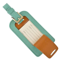 Robin's Egg Blue Leather Personalized Luggage Tag