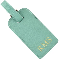 Robin's Egg Blue Leather Personalized Luggage Tag