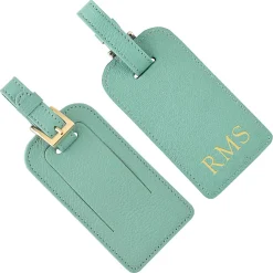 Robin's Egg Blue Leather Personalized Luggage Tag