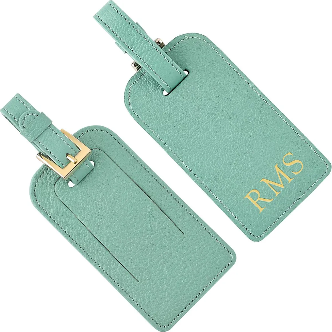 Robin's Egg Blue Leather Personalized Luggage Tag